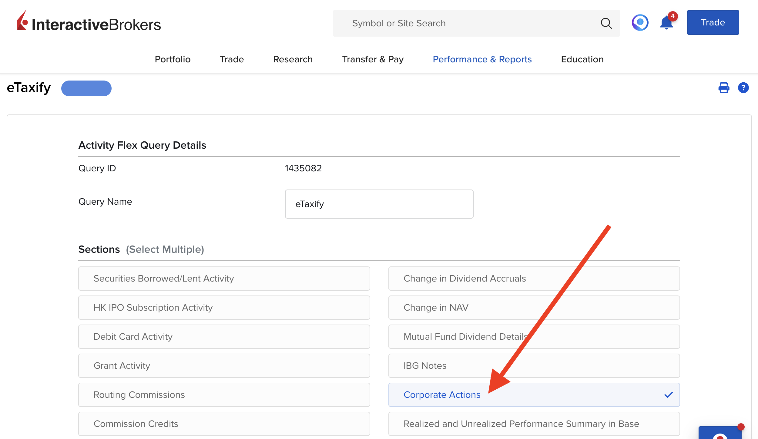 1. Select the section