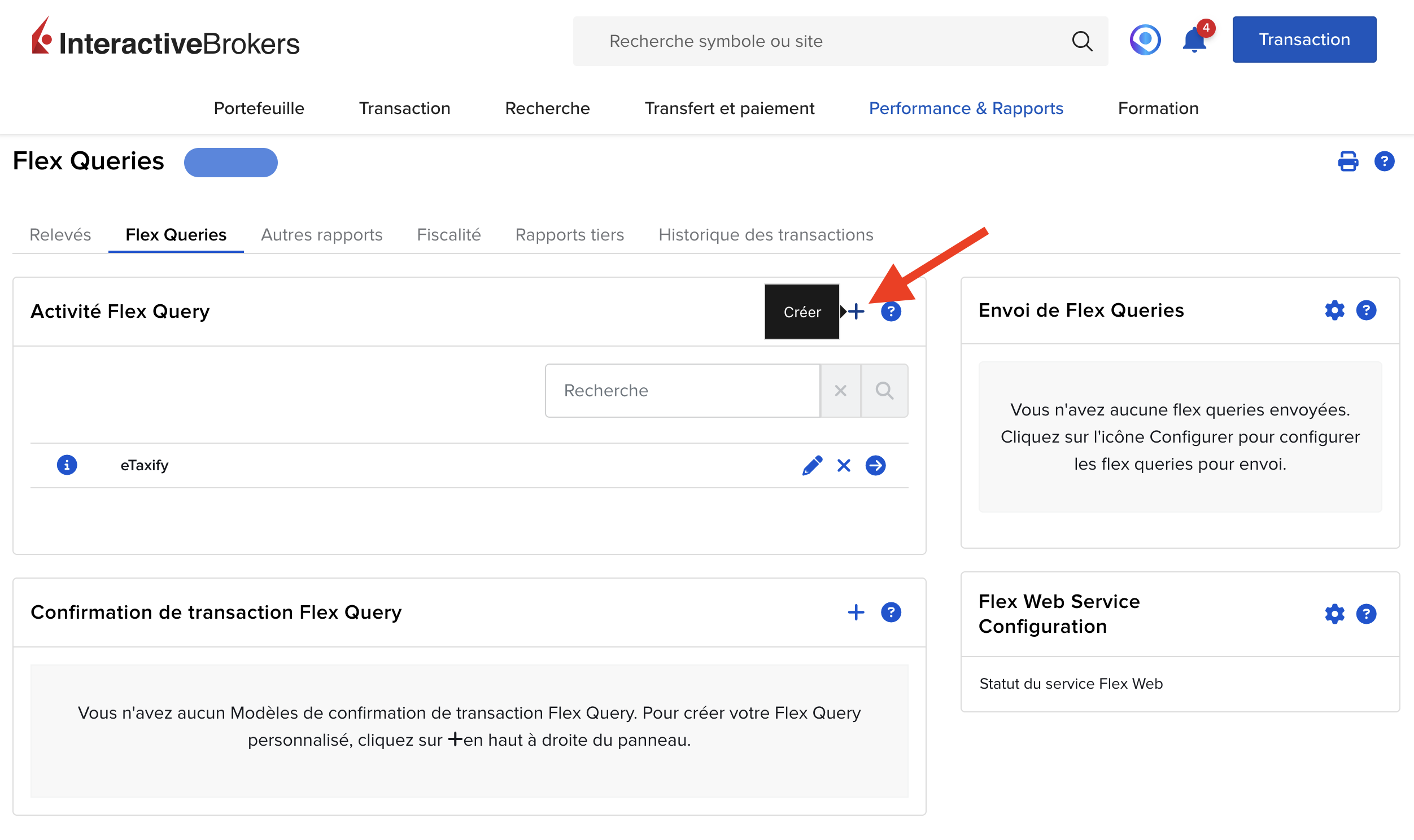Étape 2 : Créer une nouvelle Flex Query