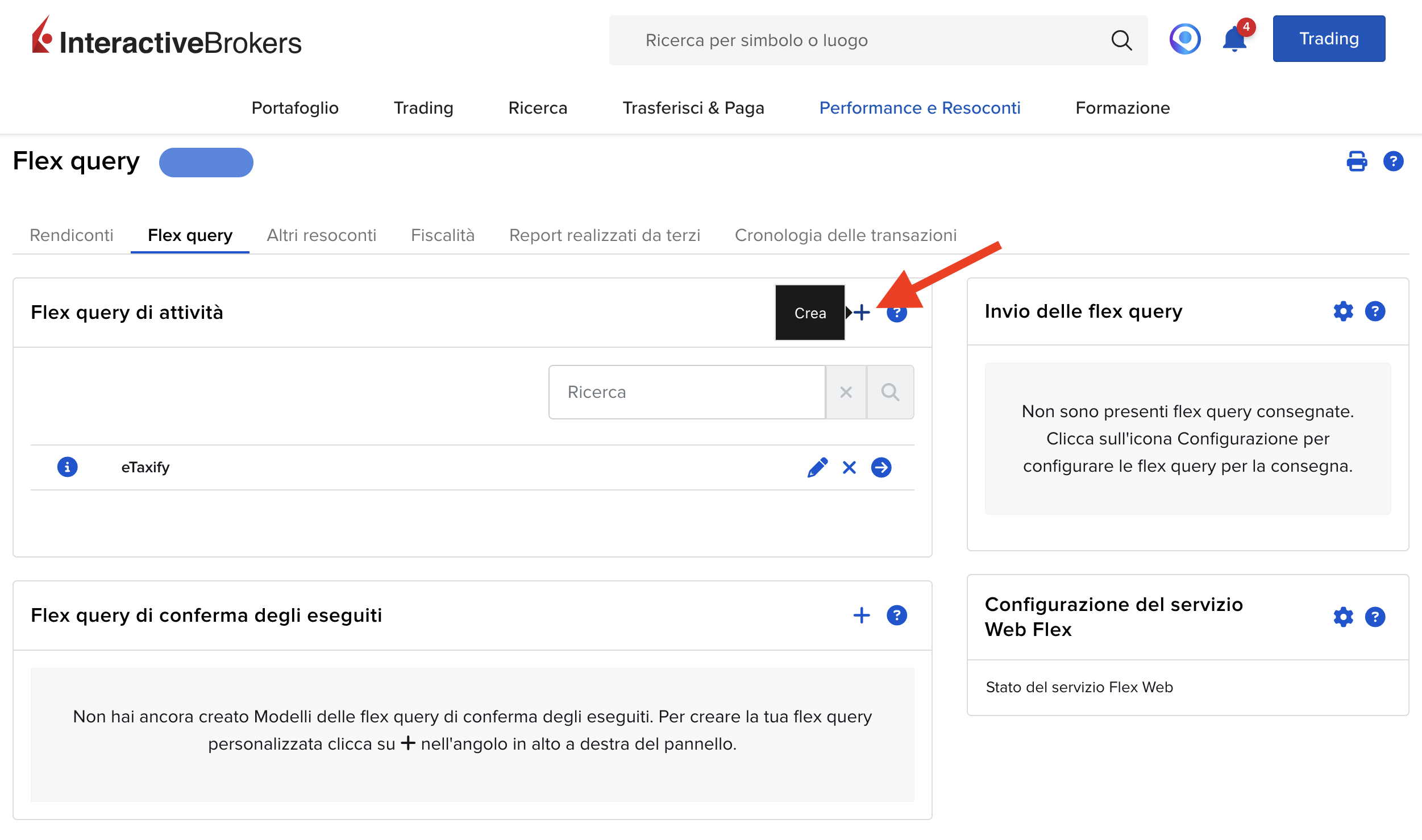 Passo 2: Creare una nuova Flex Query